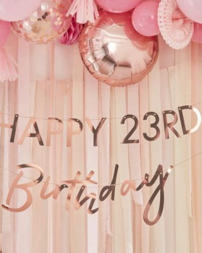 Customisable Rose Gold Happy Birthday Banner