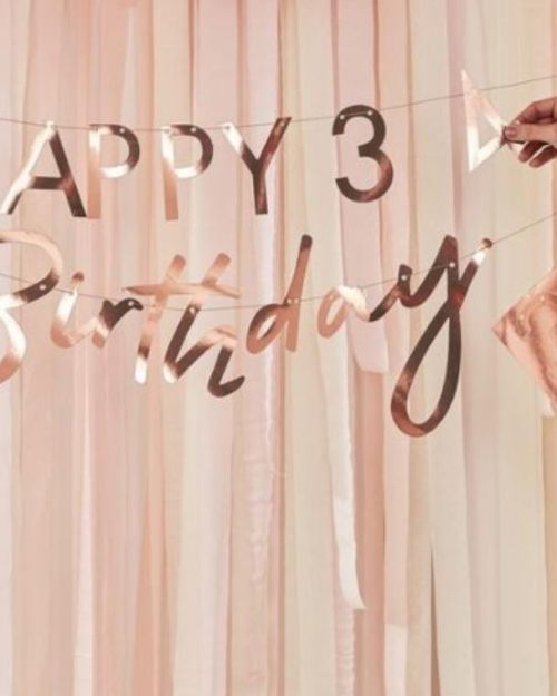 Customisable Rose Gold Happy Birthday Banner