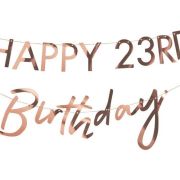 Customisable Rose Gold Happy Birthday Banner