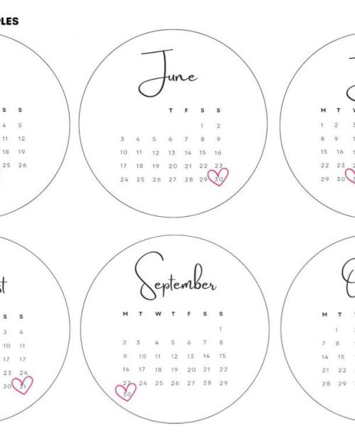 Custom Calendar Burnaway Edible Image Set