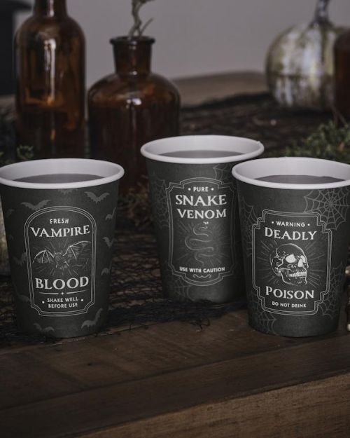 Deadly Soiree Black Potion Cups 8pk