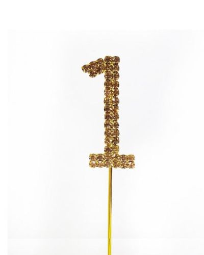 Gold Diamante Cake Topper Small – Number 1