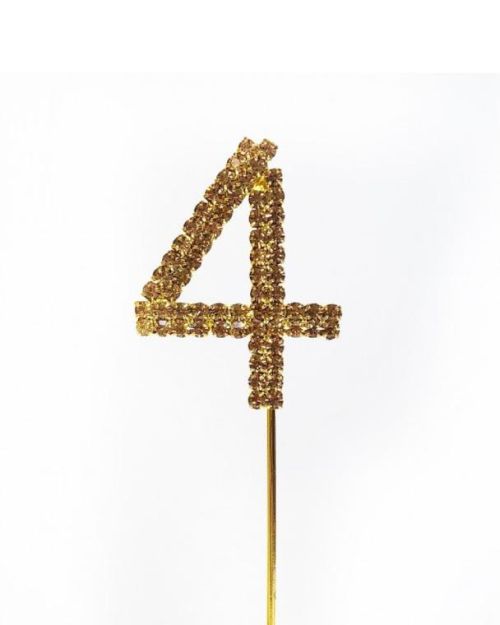 Gold Diamante Cake Topper Small – Number 4