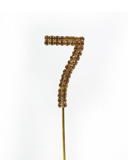Gold Diamante Cake Topper Small – Number 7