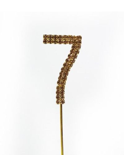 Gold Diamante Cake Topper Small – Number 7