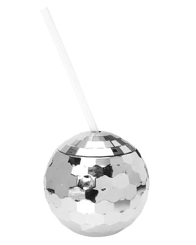 Disco Ball Novelty Cup with Straw