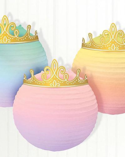 Disney Princess Paper Lanterns with Gold Crowns