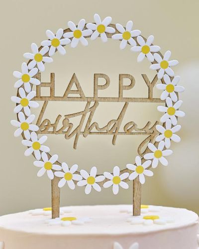 Ditsy Daisy Happy Birthday Cake Topper