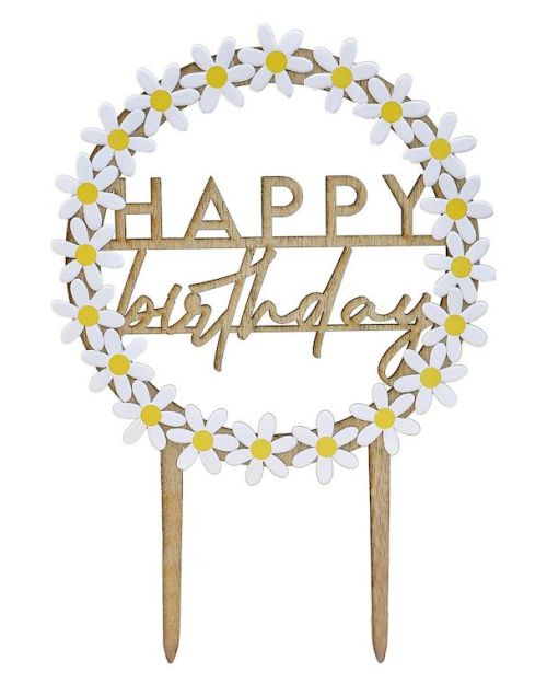 Ditsy Daisy Happy Birthday Cake Topper
