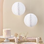 Ditsy Daisy White Honeycomb Decorations 2pk