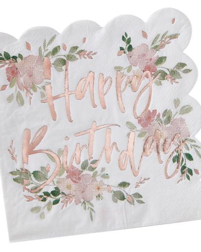 Ditsy Floral Happy Birthday Napkins 16pk