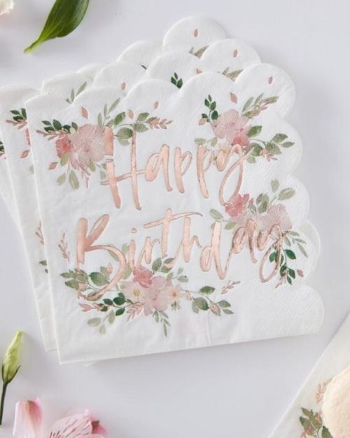 Ditsy Floral Happy Birthday Napkins 16pk
