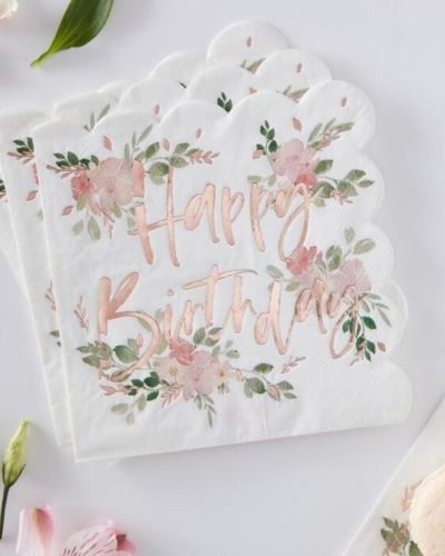 Ditsy Floral Happy Birthday Napkins 16pk