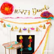 Diwali Fluffy Flower Table Decorations 3pk
