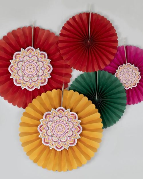 Diwali Paper Fans 5pk