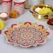 Diwali Rangoli Shaped Plates 8pk