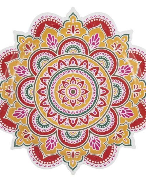 Diwali Rangoli Shaped Plates 8pk