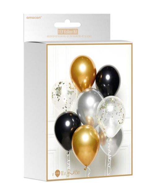 DIY Balloon Kit – Black Silver Gold