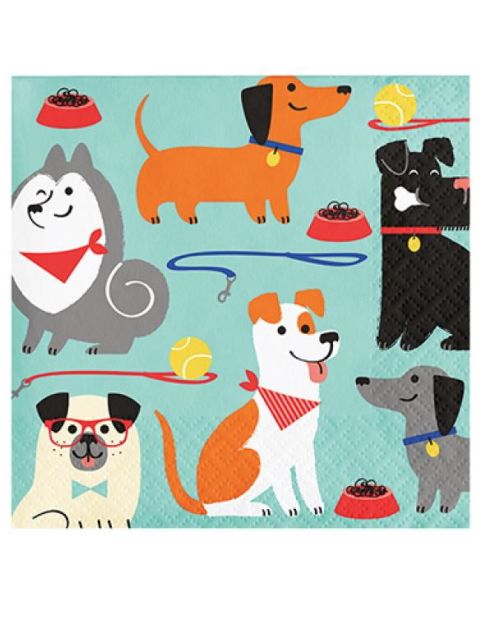 Dog Party Beverage Napkins 16pk