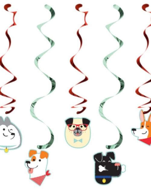 Dog Party Hanging Swirl Decorations