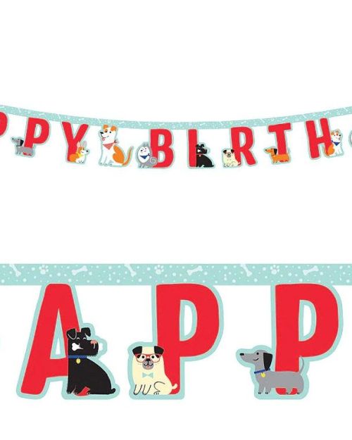 Dog Party Happy Birthday Banner