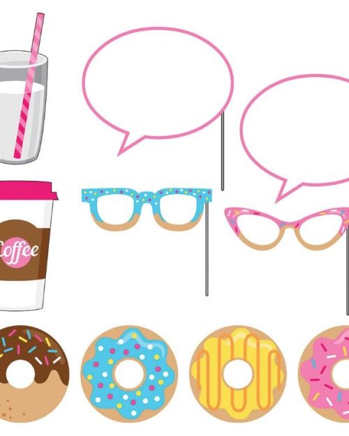 Donut Time Photo Booth Props 10pk
