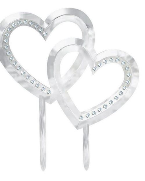 Double Hearts Cake Topper with Gems
