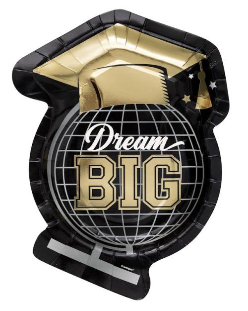 Dream Big Globe Shaped Graduation Plates 8pk