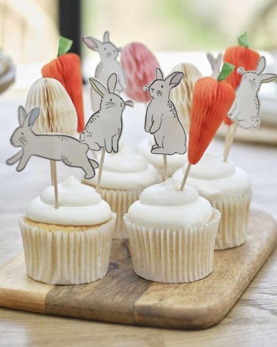 Easter Bunny, Carrot & Egg Cupcake Toppers