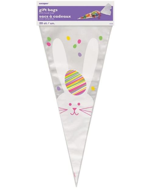 Easter Bunny Cello Cone Bags 20pk