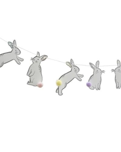 Easter Bunny Bunting with Pom-Pom Tails