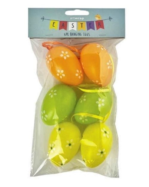 Easter Hanging Decorations Floral Eggs 6pk