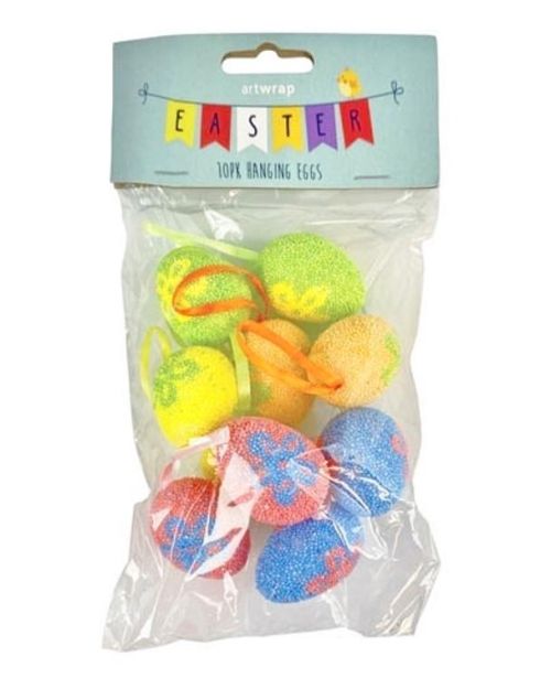 Easter Hanging Decorations Beaded Eggs 10pk