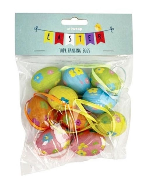 Easter Hanging Decorations Paper Eggs 10pk