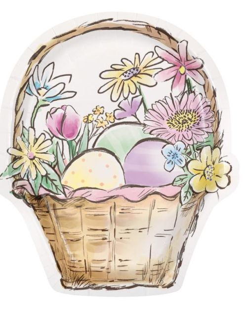 Easter Whimsy Basket Shaped Plates 8pk