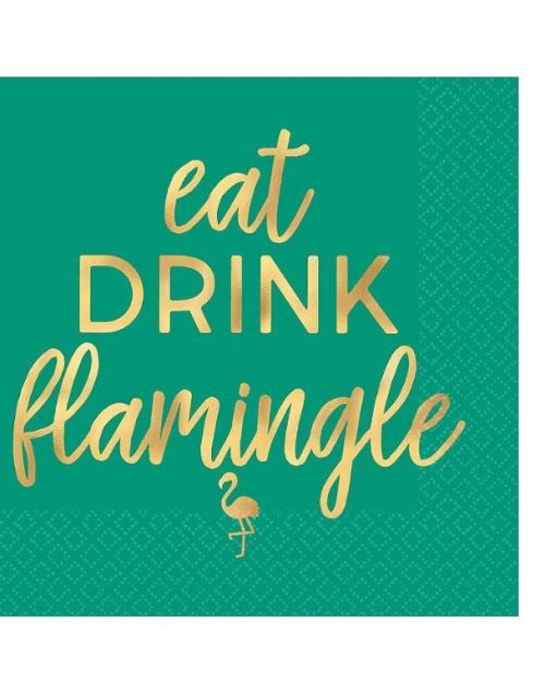 Eat Drink Flamingle Beverage Napkins 16pk
