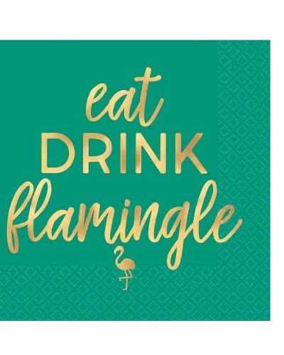 Eat Drink Flamingle Beverage Napkins 16pk