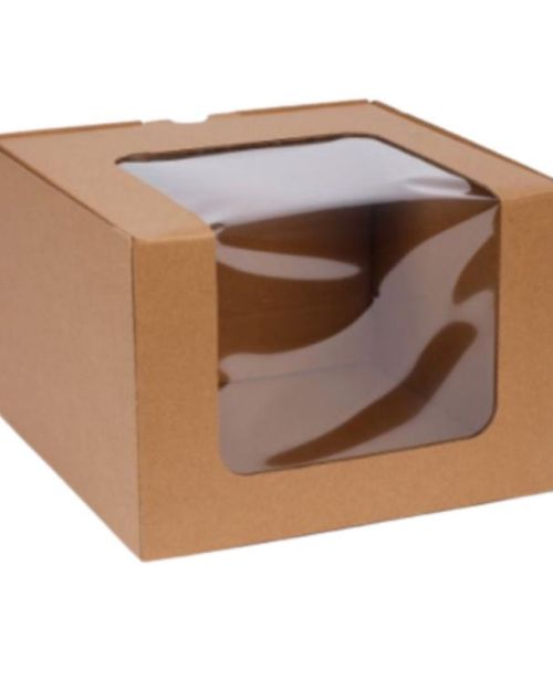 Eco Kraft Window Cake Box 8in