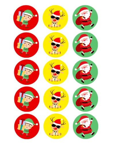 Christmas Edible Cupcake Toppers – Santa Fun
