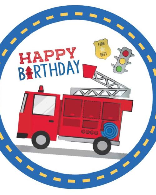 Edible Icing Image – Fire Truck Round
