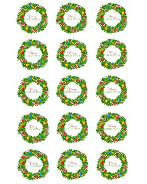 Christmas Edible Cupcake Toppers – Wreath