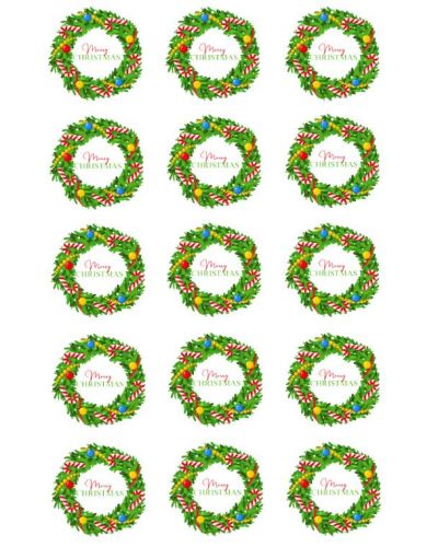 Christmas Edible Cupcake Toppers – Wreath