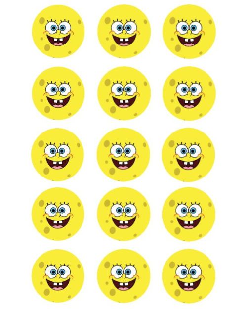 Edible Icing Cupcake Images – SpongeBob Faces