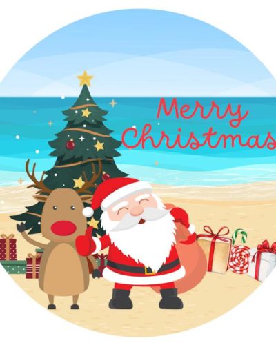 Edible Icing Image – Summer Santa 16cm