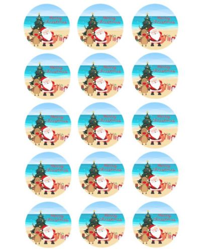 Edible Icing Image – Summer Santa Cupcakes