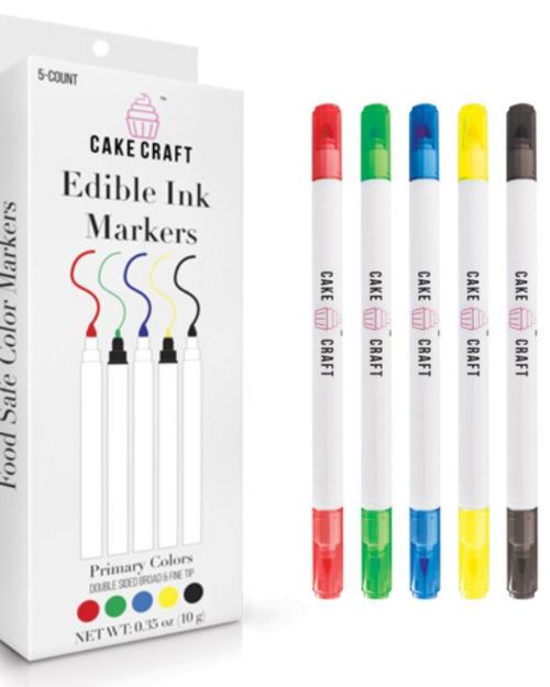 Cake Craft Edible Markers 5pk Primary