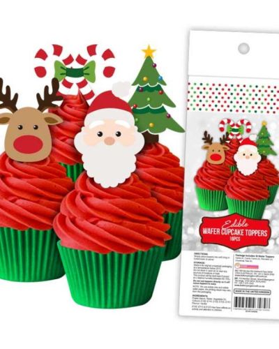 Edible Wafer Cupcake Toppers – Christmas