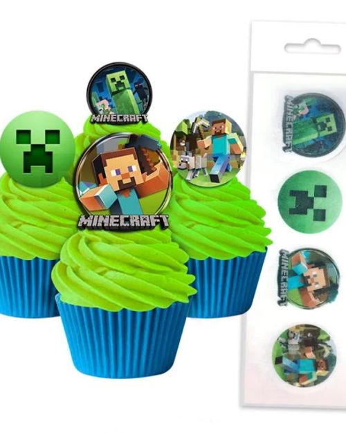 Edible Wafer Cupcake Toppers – Minecraft