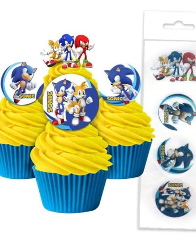 Edible Wafer Cupcake Toppers – Sonic the Hedgehog