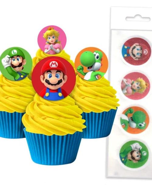 Edible Wafer Cupcake Toppers – Super Mario